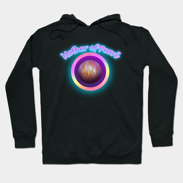 Mother of Pearl Neon Retro Marble Hoodie by Creative Creation
